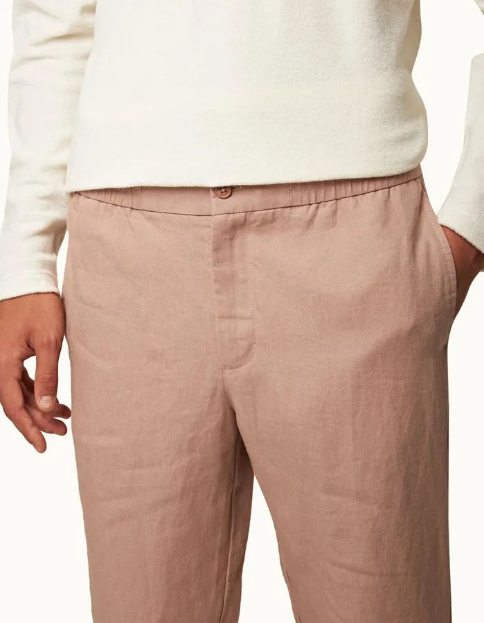 Orlebar Brown Trousers Men Cornell Linen Caramel Pink
