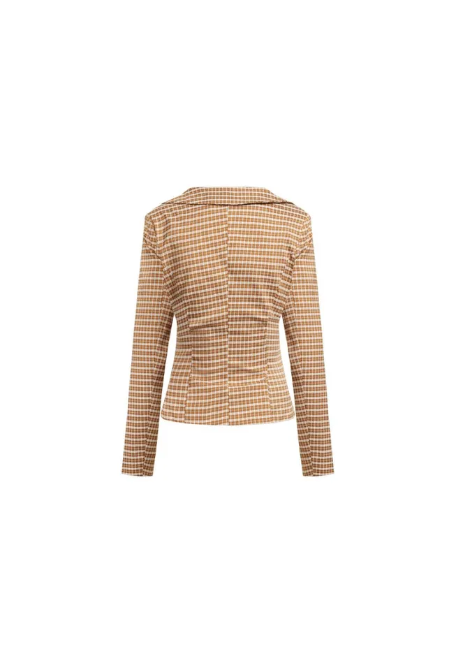 Outerwear Women Lioness Fashion BANKS CROP BLAZER Chocolate Check Outerwear Women Lioness Fashion BANKS CROP BLAZER Chocolate Check
