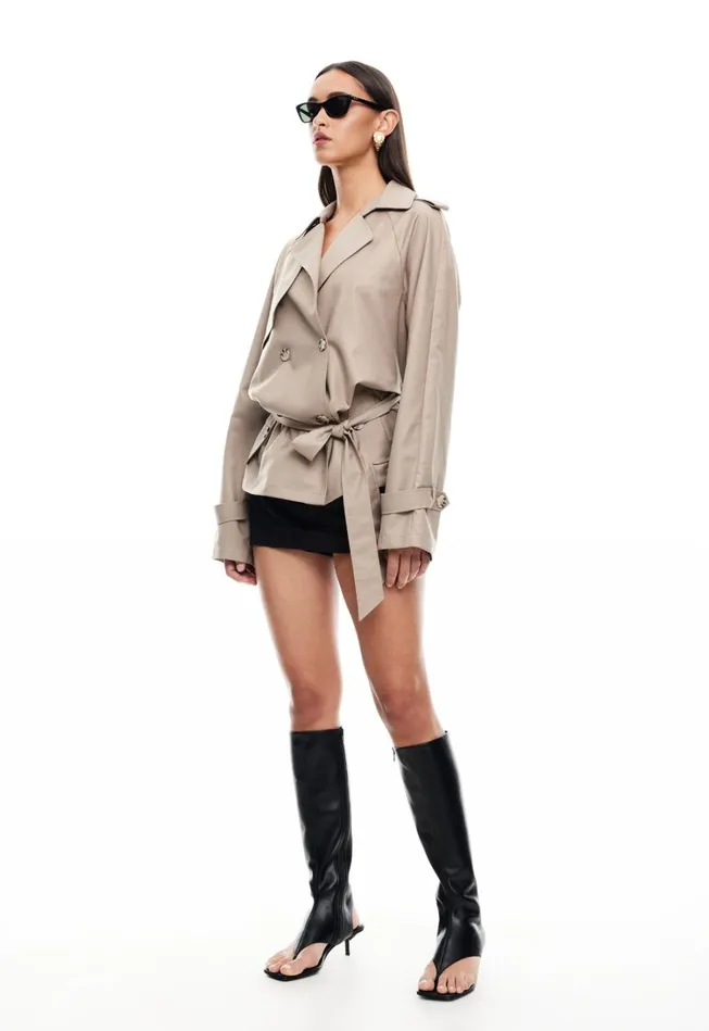 Outerwear Women Lioness Fashion CROPPED TRENCHEROUS COAT Mushroom Outerwear Women Lioness Fashion CROPPED TRENCHEROUS COAT Mushroom