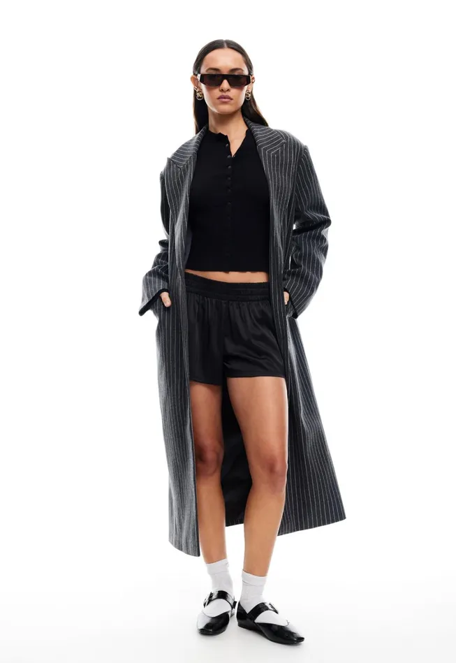 Outerwear Women Lioness Fashion OLSEN COAT Onyx Pinstripe