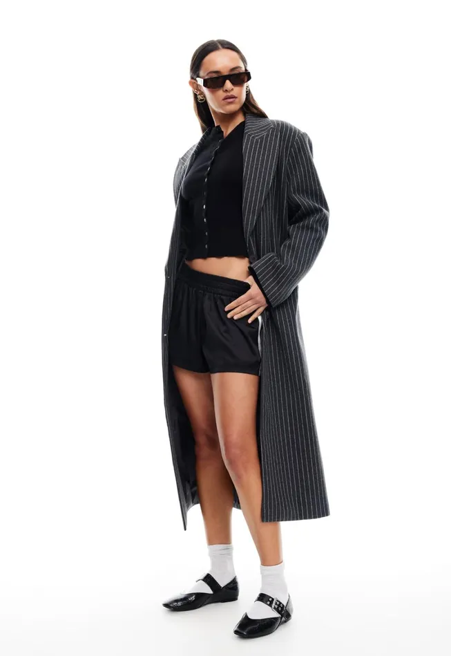 Outerwear Women Lioness Fashion OLSEN COAT Onyx Pinstripe Outerwear Women Lioness Fashion OLSEN COAT Onyx Pinstripe