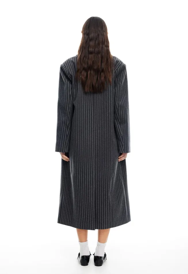 Outerwear Women Lioness Fashion OLSEN COAT Onyx Pinstripe Outerwear Women Lioness Fashion OLSEN COAT Onyx Pinstripe