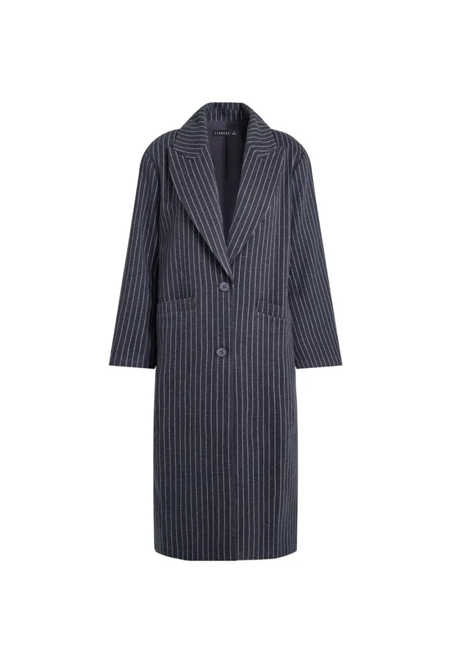 Outerwear Women Lioness Fashion OLSEN COAT Onyx Pinstripe Outerwear Women Lioness Fashion OLSEN COAT Onyx Pinstripe