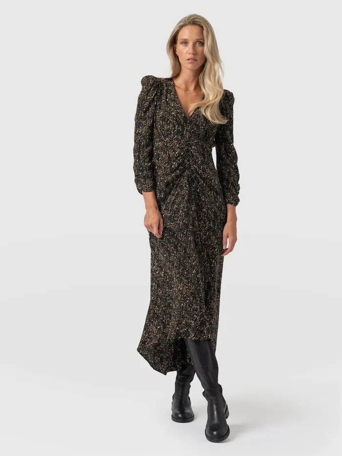 Paloma Ruched Dress 8211 Ditsy Leopard Ditsy Leopard Women Saint And Sofia Dresses