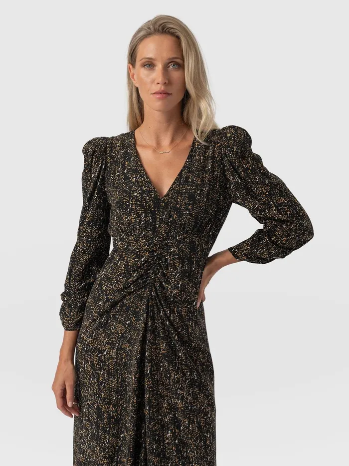 Paloma Ruched Dress 8211 Ditsy Leopard Ditsy Leopard Women Saint And Sofia Dresses