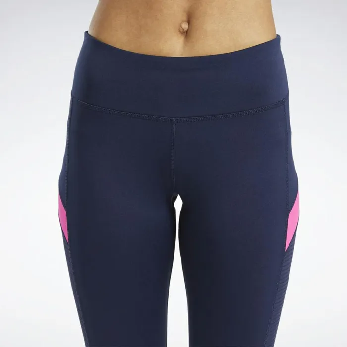Pants and Sweatpants Womens Reebok Workout Ready Mesh Capri Tights Vector Navy