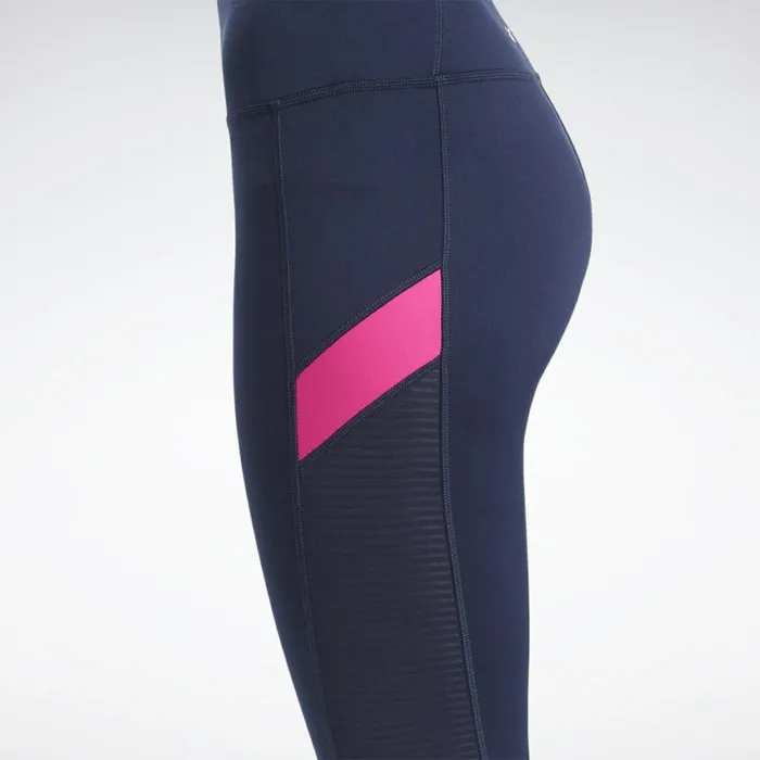 Pants and Sweatpants Womens Reebok Workout Ready Mesh Capri Tights Vector Navy