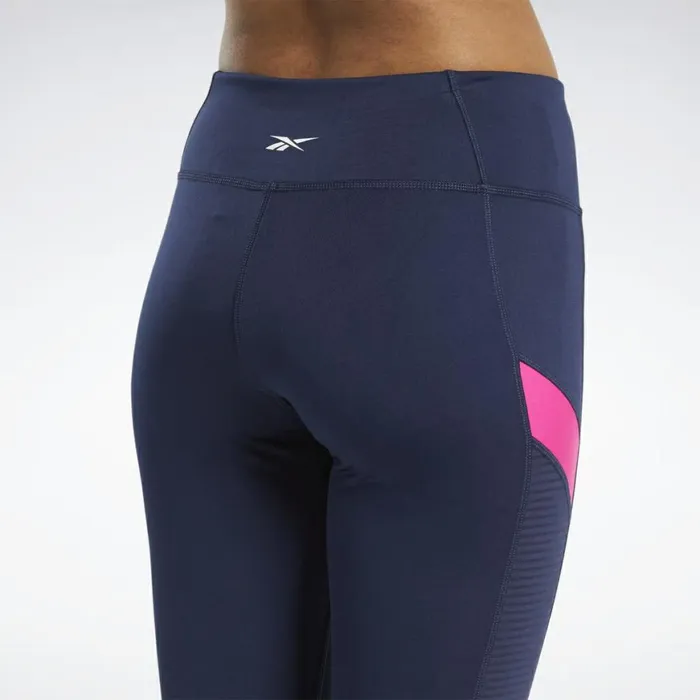 Pants and Sweatpants Womens Reebok Workout Ready Mesh Capri Tights Vector Navy
