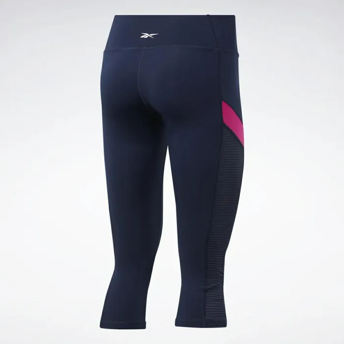 Pants and Sweatpants Womens Reebok Workout Ready Mesh Capri Tights Vector Navy