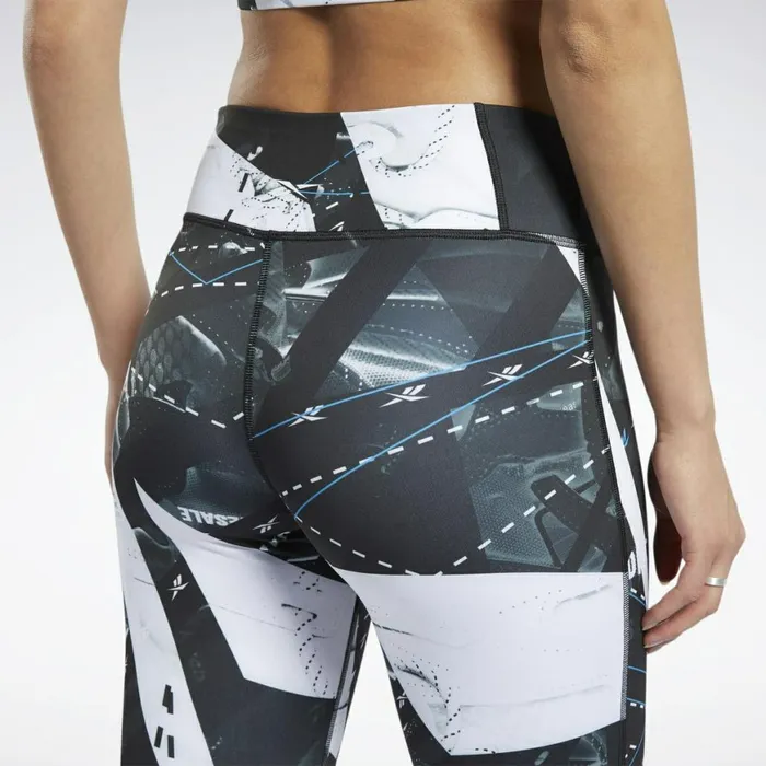 Pants and Sweatpants Womens Reebok Workout Ready Printed Capri Tights Black