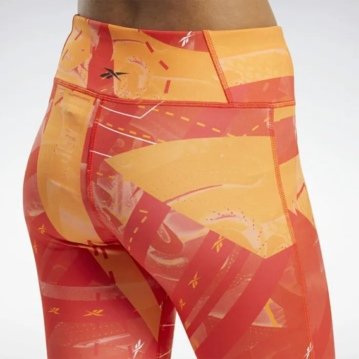 Pants and Sweatpants Womens Reebok Workout Ready Printed Capri Tights Instinct Red