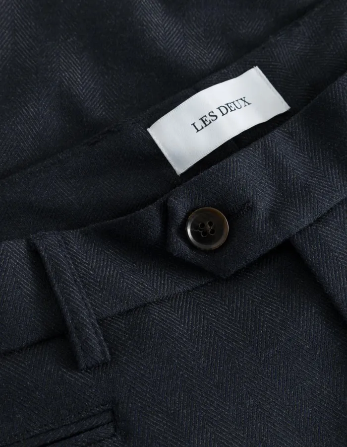 Pants Men Les Deux Como Herringbone Suit Pants 8211 Dark NavyDark Grey Melange