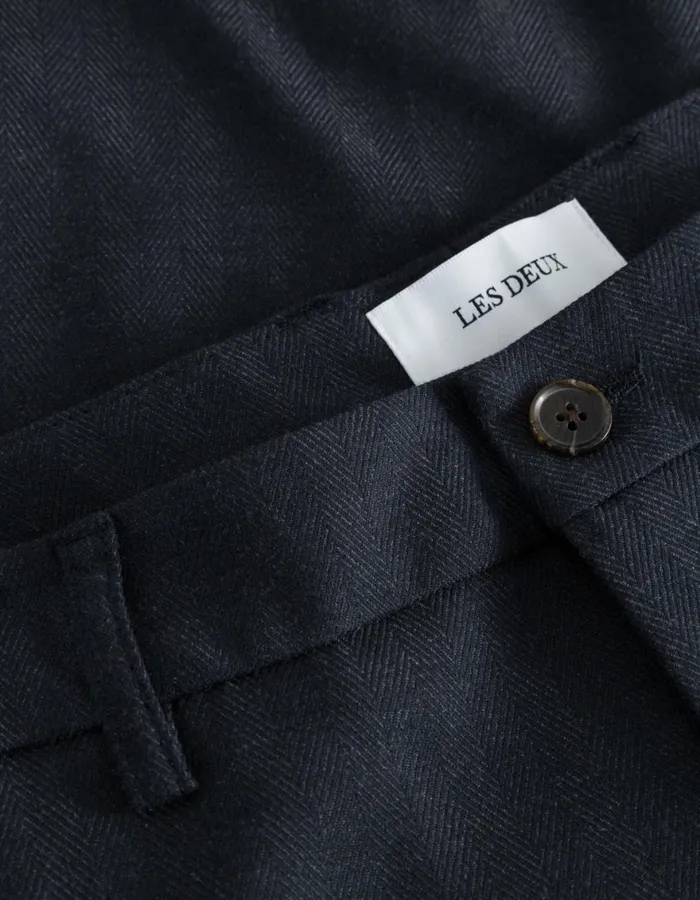 Pants Men Les Deux Como Reg Herringbone Suit Pants 8211 Dark NavyDark Grey Melange