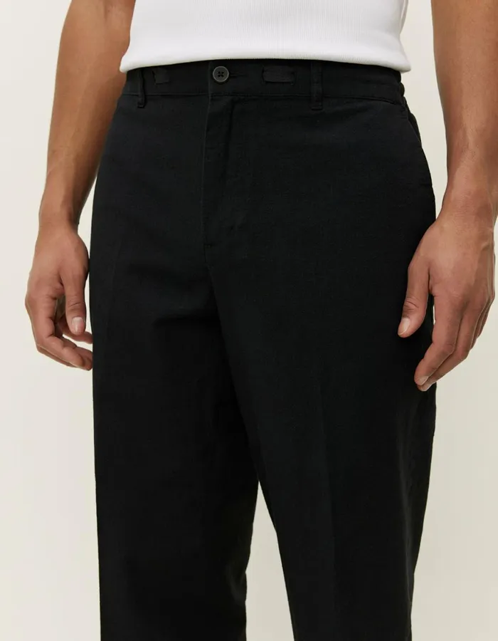 Pants Men Les Deux Pino CottonLinen Pants 8211 BlackBlack