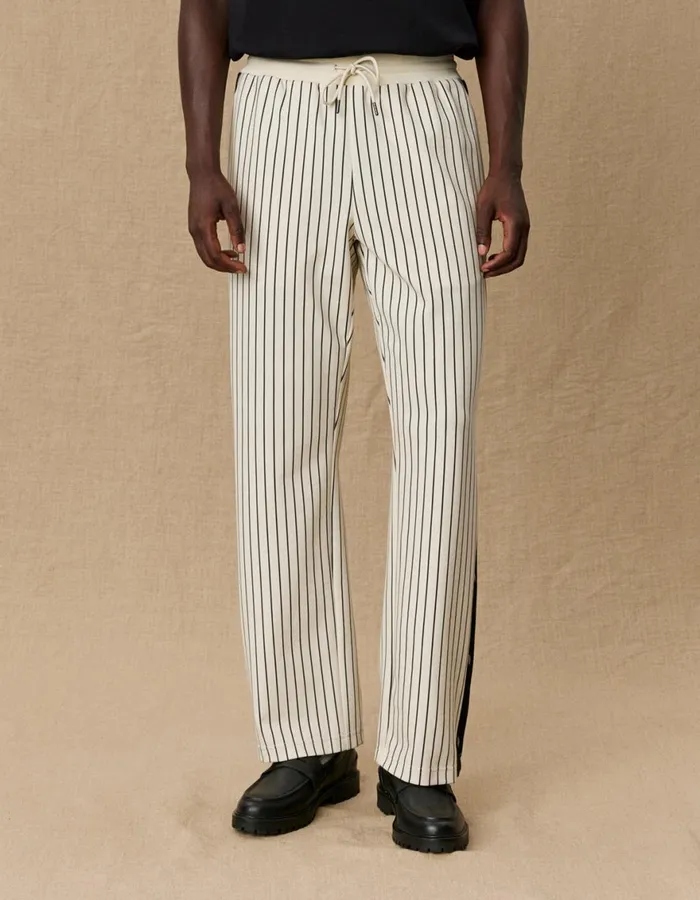 Pants Men Les Deux Yale Pressbutton Track Pants 8211 IvoryBlack