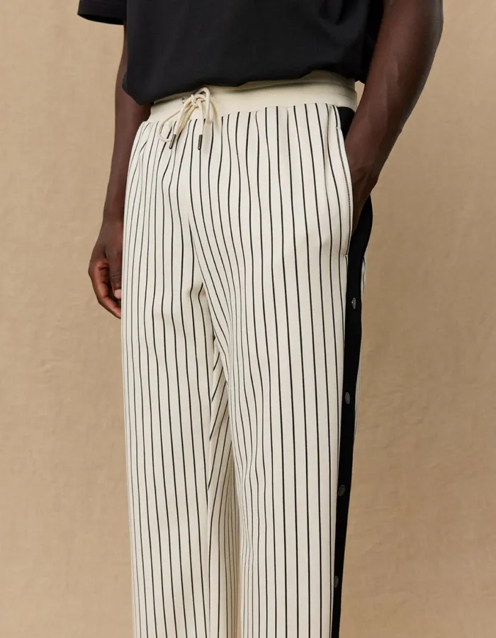 Pants Men Les Deux Yale Pressbutton Track Pants 8211 IvoryBlack