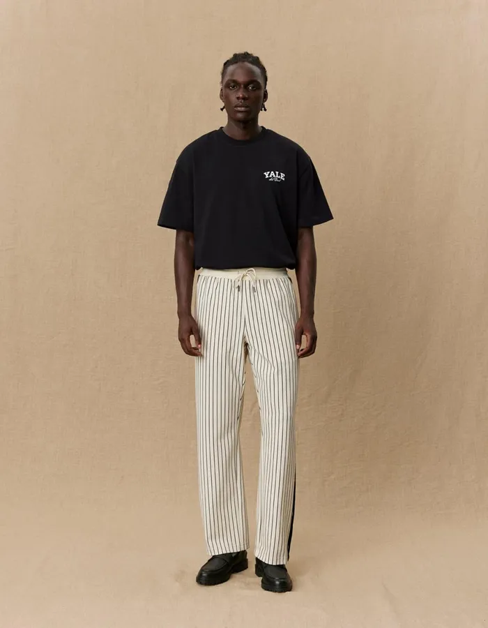 Pants Men Les Deux Yale Pressbutton Track Pants 8211 IvoryBlack