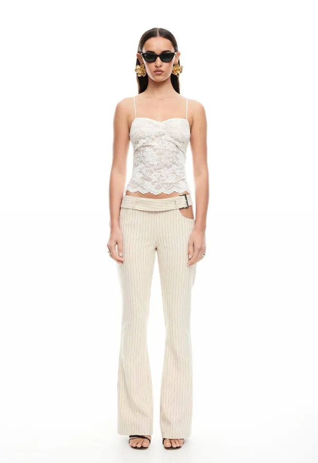Pants Women Lioness Fashion YVES PANT Cream Pinstripe Pants Women Lioness Fashion YVES PANT Cream Pinstripe
