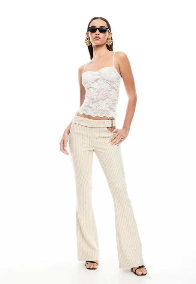 Pants Women Lioness Fashion YVES PANT Cream Pinstripe Pants Women Lioness Fashion YVES PANT Cream Pinstripe