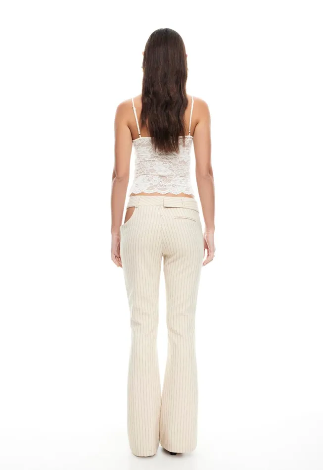 Pants Women Lioness Fashion YVES PANT Cream Pinstripe Pants Women Lioness Fashion YVES PANT Cream Pinstripe