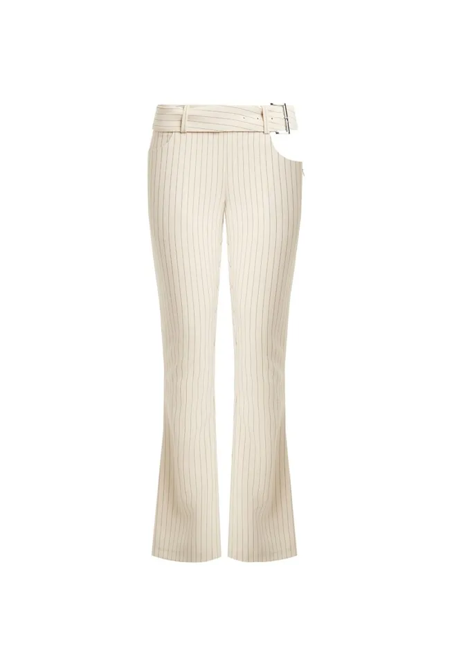Pants Women Lioness Fashion YVES PANT Cream Pinstripe Pants Women Lioness Fashion YVES PANT Cream Pinstripe
