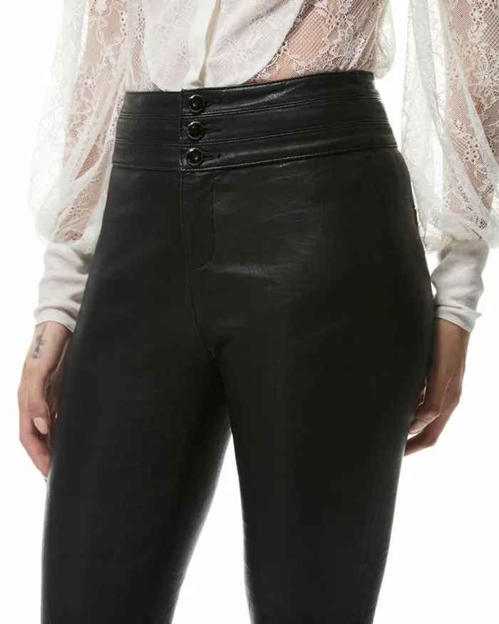 Pants Women PAIGE 20th Anniversary Capsule High Rise Lou Lou Flare Pant 8211 Black Leather