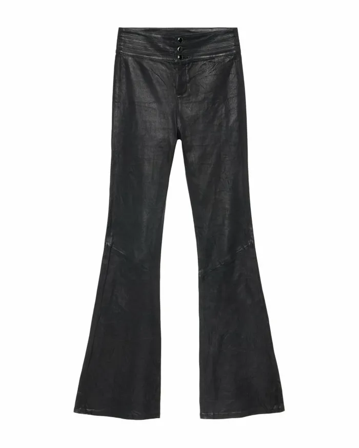 Pants Women PAIGE 20th Anniversary Capsule High Rise Lou Lou Flare Pant 8211 Black Leather