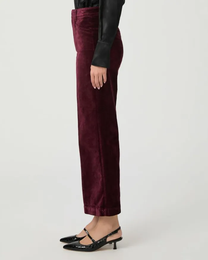 Pants Women PAIGE Anessa Trouser Wide Leg Pant 8211 Dark Oxblood Velvet Pants Women PAIGE Anessa Trouser Wide Leg Pant 8211 Dark Oxblood Velvet