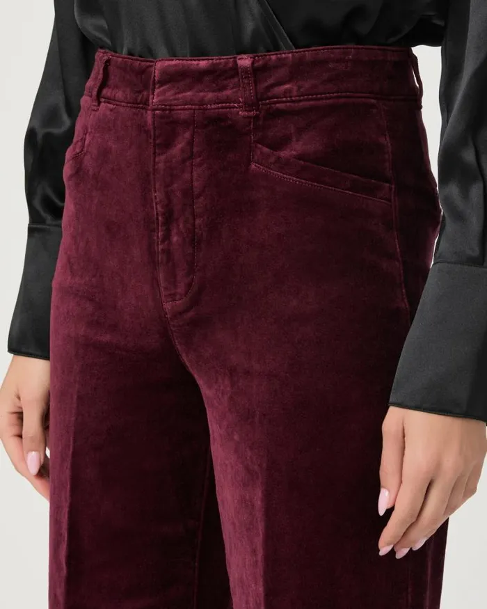 Pants Women PAIGE Anessa Trouser Wide Leg Pant 8211 Dark Oxblood Velvet Pants Women PAIGE Anessa Trouser Wide Leg Pant 8211 Dark Oxblood Velvet