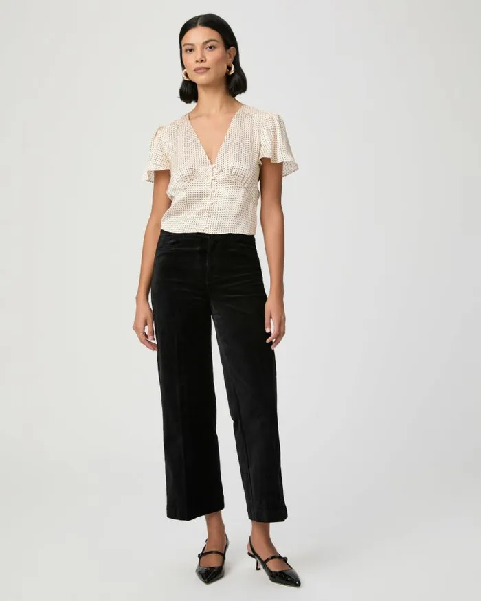 Pants Women PAIGE Anessa Wide Leg Trouser 8211 Black Velvet