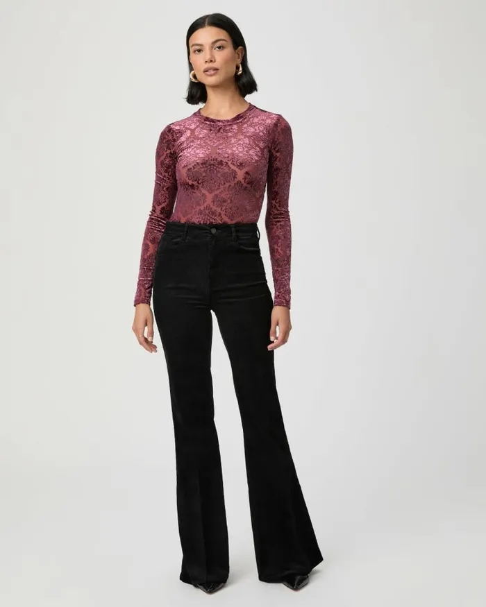Pants Women PAIGE Charlie Flare Pant 8211 Black Corduroy