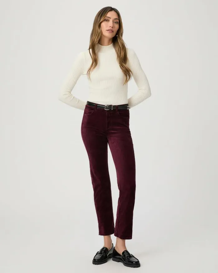 Pants Women PAIGE Cindy Straight Pant 8211 Dark Oxblood Velvet