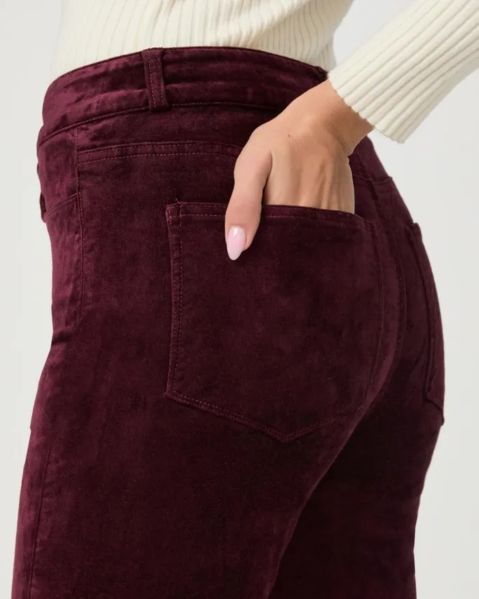 Pants Women PAIGE Cindy Straight Pant 8211 Dark Oxblood Velvet Pants Women PAIGE Cindy Straight Pant 8211 Dark Oxblood Velvet