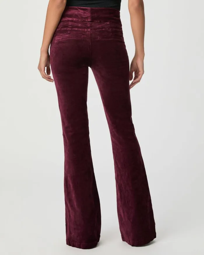 Pants Women PAIGE High Rise Lou Lou Flare Pant 8211 Dark Oxblood Velvet Pants Women PAIGE High Rise Lou Lou Flare Pant 8211 Dark Oxblood Velvet