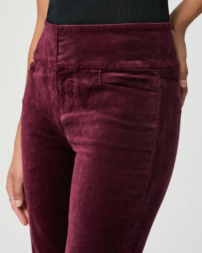 Pants Women PAIGE High Rise Lou Lou Flare Pant 8211 Dark Oxblood Velvet Pants Women PAIGE High Rise Lou Lou Flare Pant 8211 Dark Oxblood Velvet