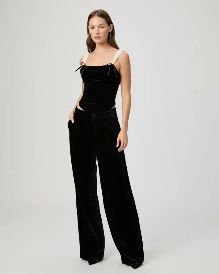 Pants Women PAIGE Kara Wide Leg Pant 8211 Black Velvet