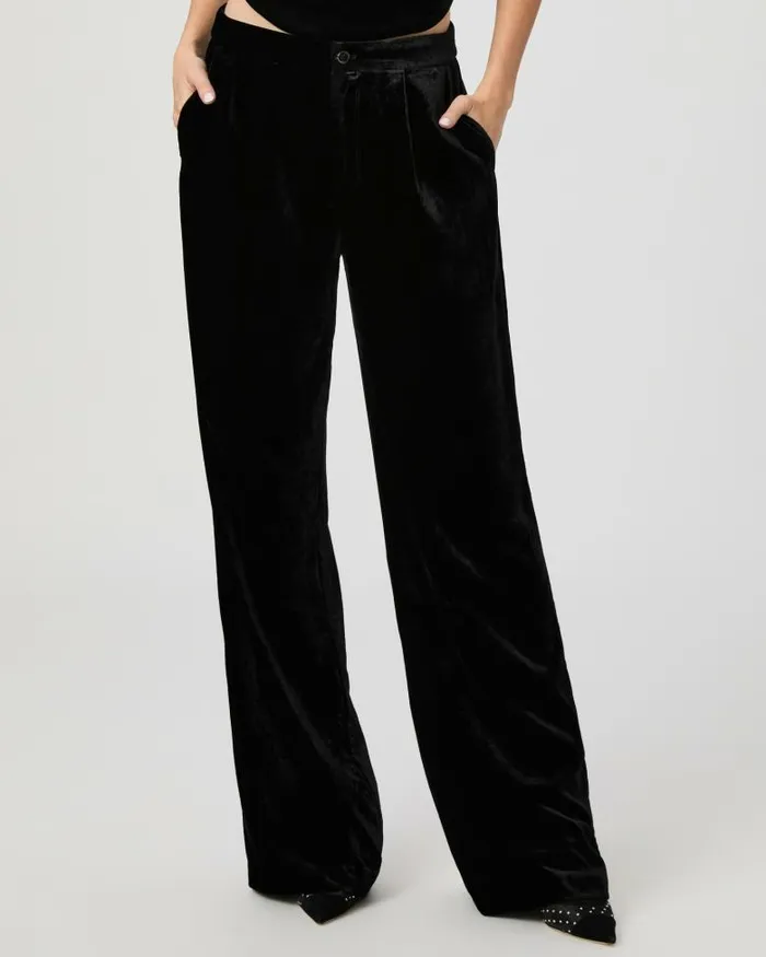 Pants Women PAIGE Kara Wide Leg Pant 8211 Black Velvet Pants Women PAIGE Kara Wide Leg Pant 8211 Black Velvet