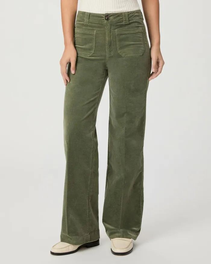 Pants Women PAIGE Sasha 32 Inch Wide Leg Pant 8211 Aloe Corduroy Pants Women PAIGE Sasha 32 Inch Wide Leg Pant 8211 Aloe Corduroy