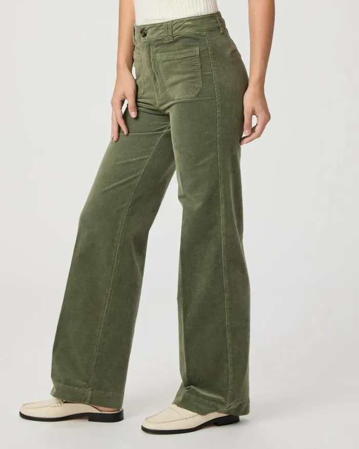 Pants Women PAIGE Sasha 32 Inch Wide Leg Pant 8211 Aloe Corduroy Pants Women PAIGE Sasha 32 Inch Wide Leg Pant 8211 Aloe Corduroy