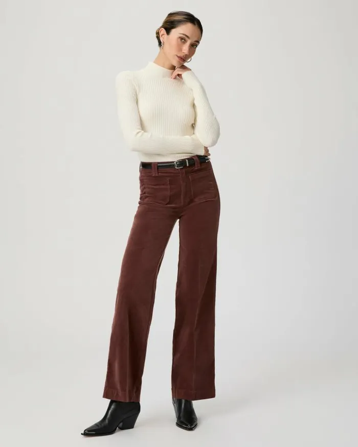 Pants Women PAIGE Sasha 32 Inch Wide Leg Pant 8211 Landslide Corduroy