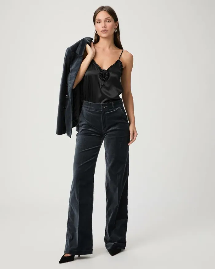 Pants Women PAIGE Sasha Wide Leg Pant 8211 Calico Blue Velvet