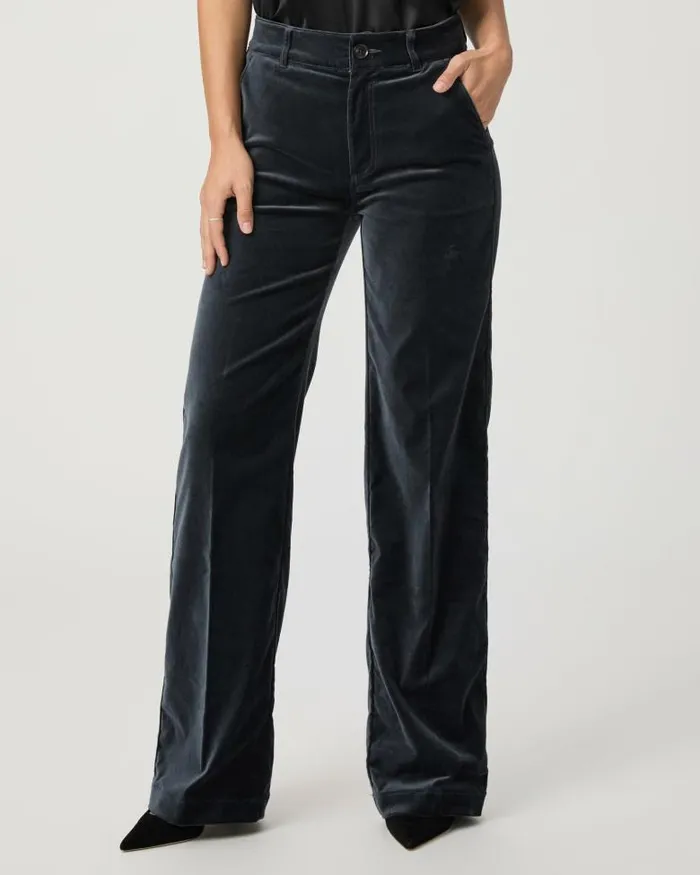 Pants Women PAIGE Sasha Wide Leg Pant 8211 Calico Blue Velvet
