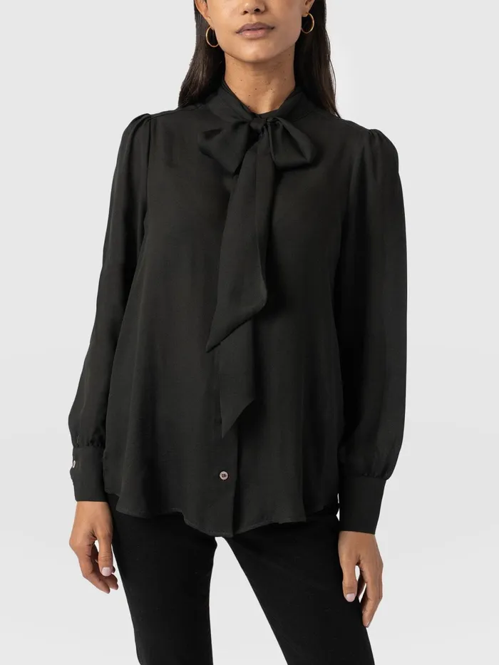 Paxton Pussybow Blouse 8211 Black Black Women Saint And Sofia Blouses and Shirts