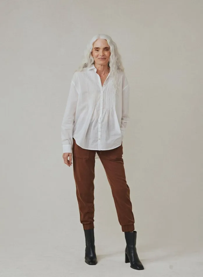 Pintuck Flowy Shirt 8211 White Women Bella Dahl Button Down