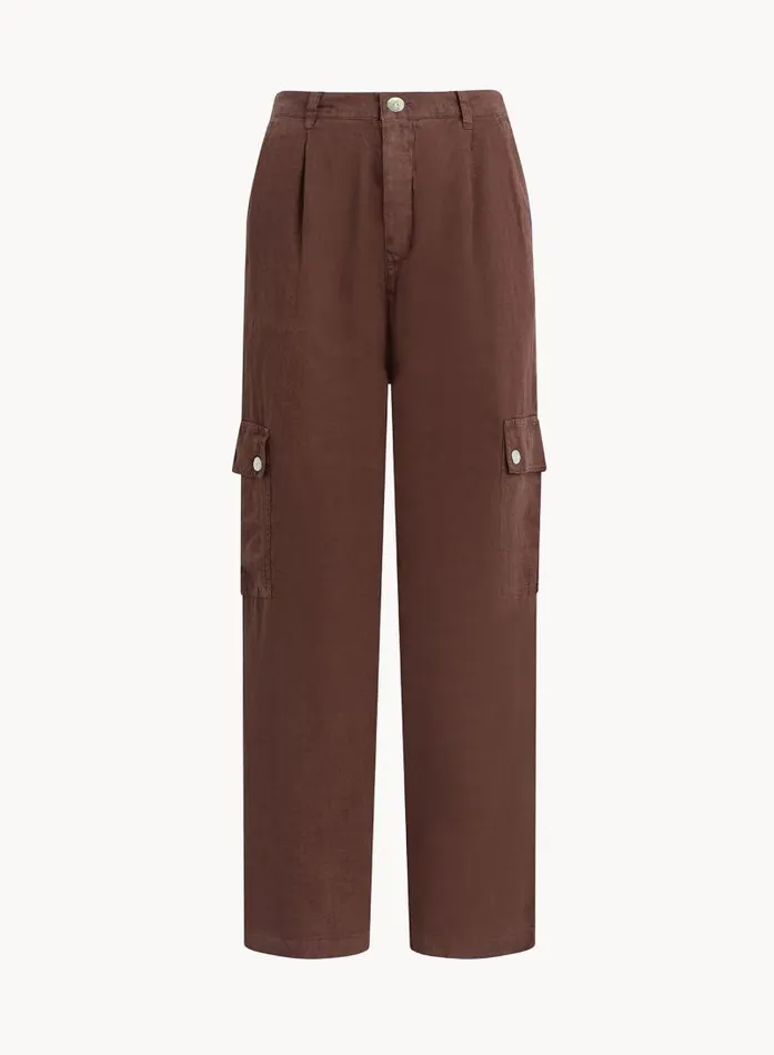 Pleated Linen Cargo Trousers 8211 Cocoa Cabana Women Bella Dahl Pants
