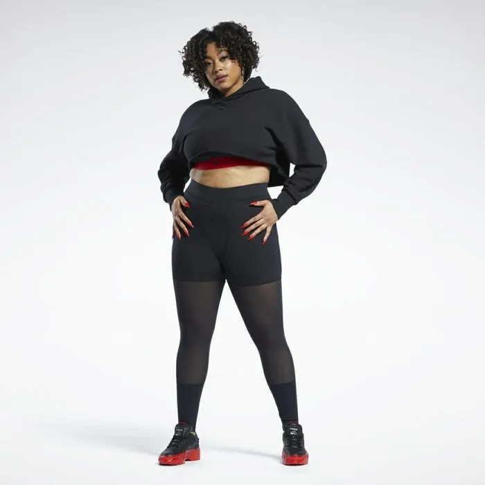 Plus Size 1X4X Womens Reebok Cardi B Mesh HighRise Leggings Plus Size Black