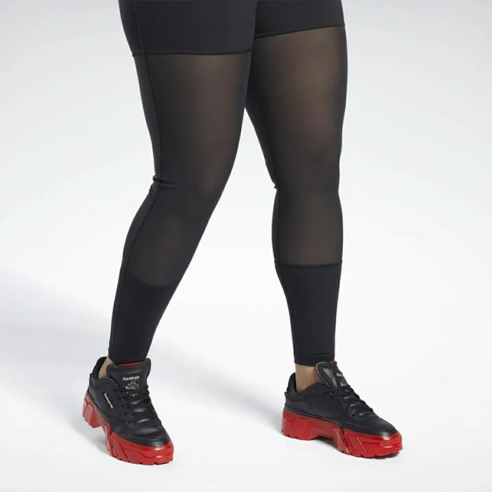 Plus Size 1X4X Womens Reebok Cardi B Mesh HighRise Leggings Plus Size Black