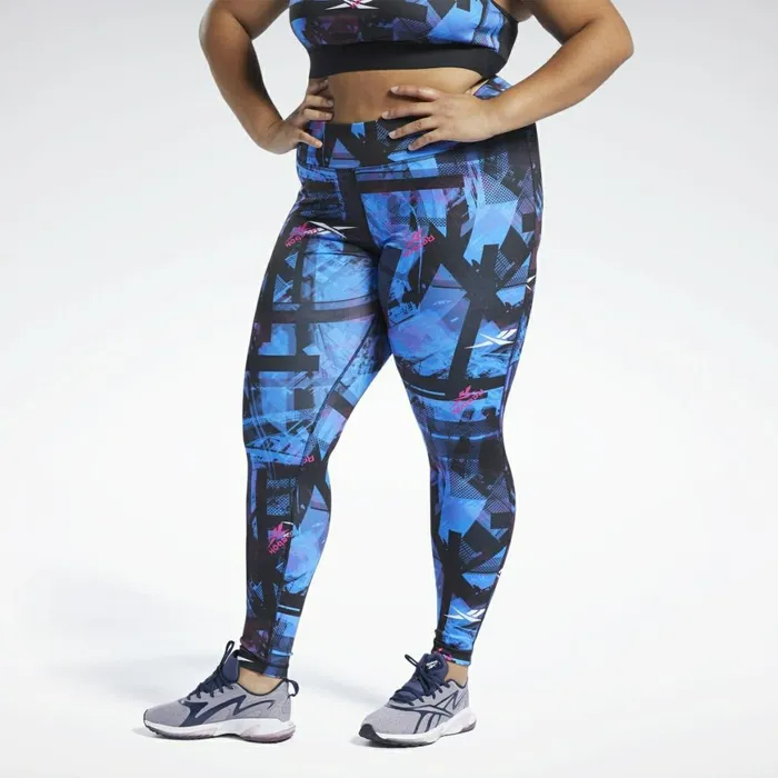 Plus Size 1X4X Womens Reebok Meet You There Printed Leggings Black
