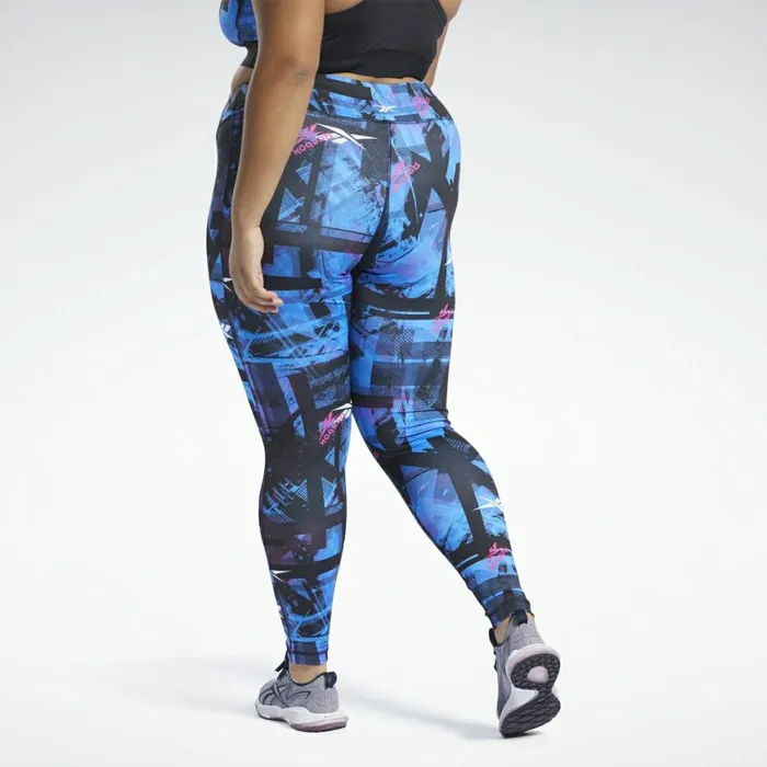 Plus Size 1X4X Womens Reebok Meet You There Printed Leggings Black