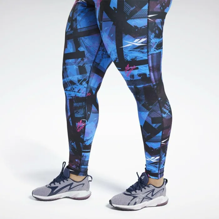 Plus Size 1X4X Womens Reebok Meet You There Printed Leggings Black